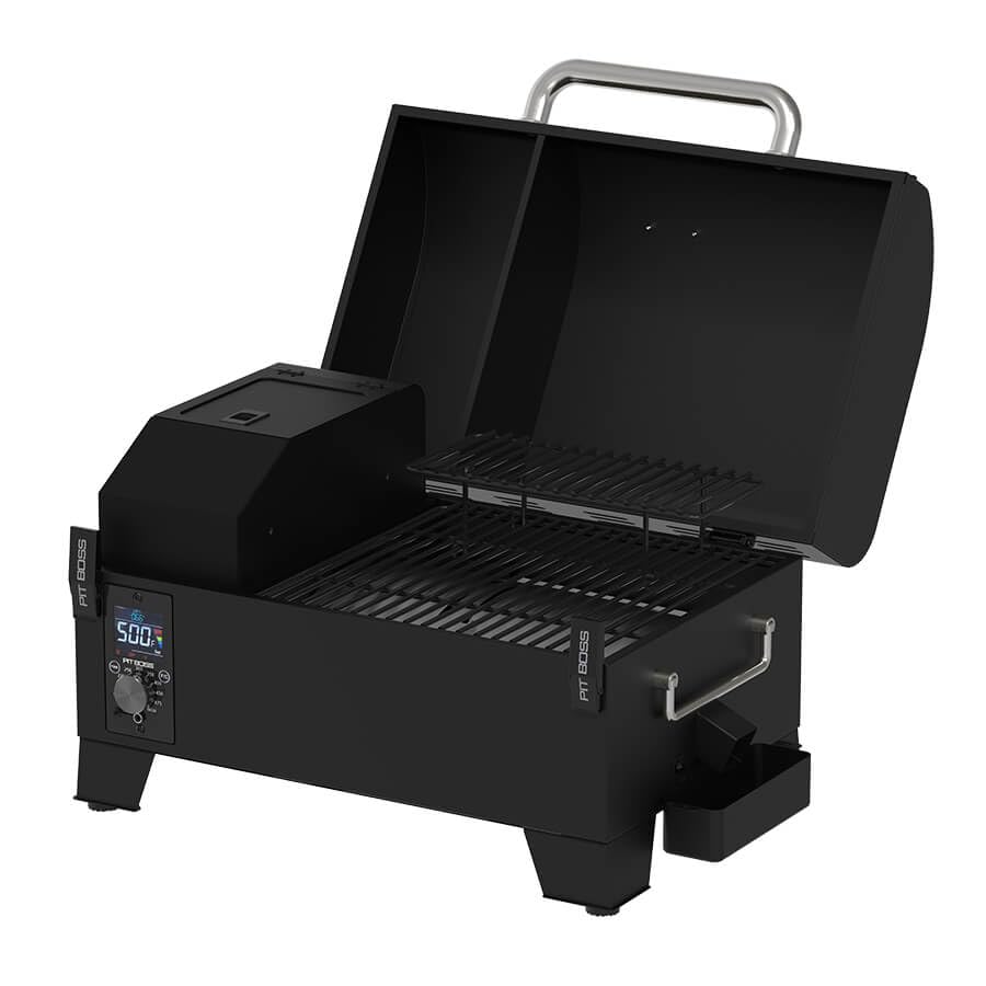 150 Wood Pellet Grill and Smoker with Flame Broiler 256 Sq In Cooking Space 180F to 500F 7 lb Hopper Black