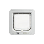 Microchip Cat Flap White Scans Pet ID on Entry Check Cat Size Flap Opening 4 3/4 H by 5 5/8 W