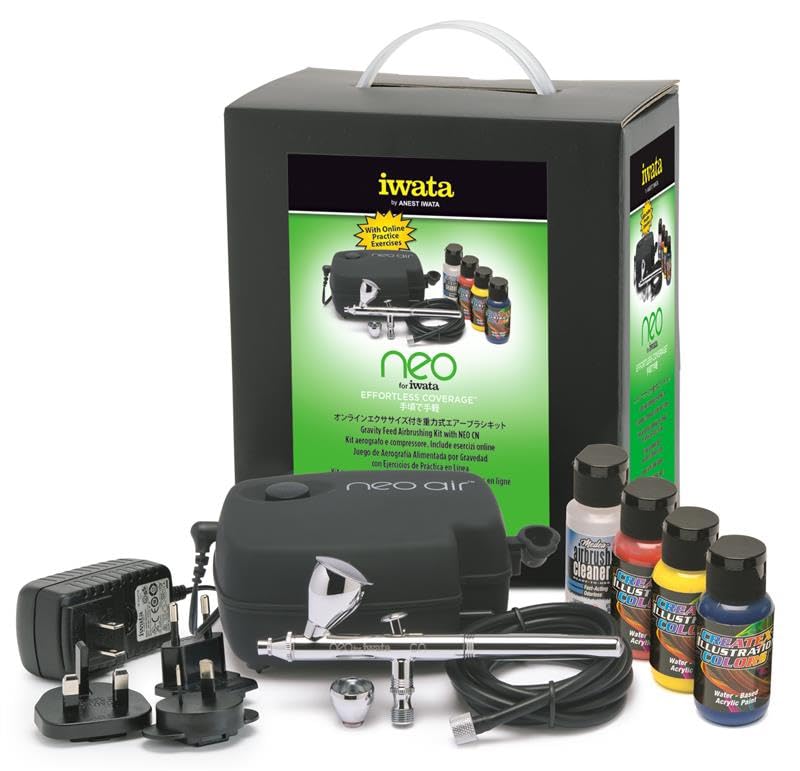 CN Gravity Feed Airbrush Kit for Beginners DIY Painting Crafts Hobby Airbrushing with Fine Detail Control