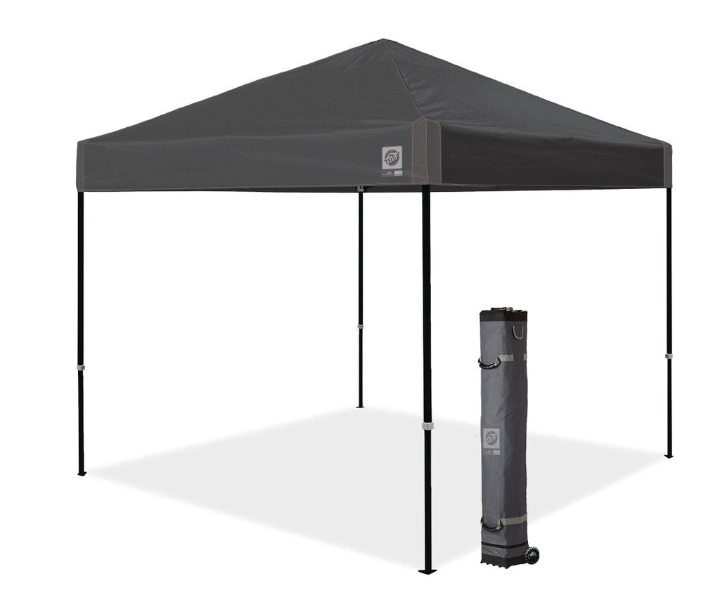 Ambassador Instant Pop Up Canopy Tent 10x10 ft with Roller Bag and 4 Piece Spike Set Steel Gray