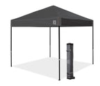 Ambassador Instant Pop Up Canopy Tent 10x10 ft with Roller Bag and 4 Piece Spike Set Steel Gray