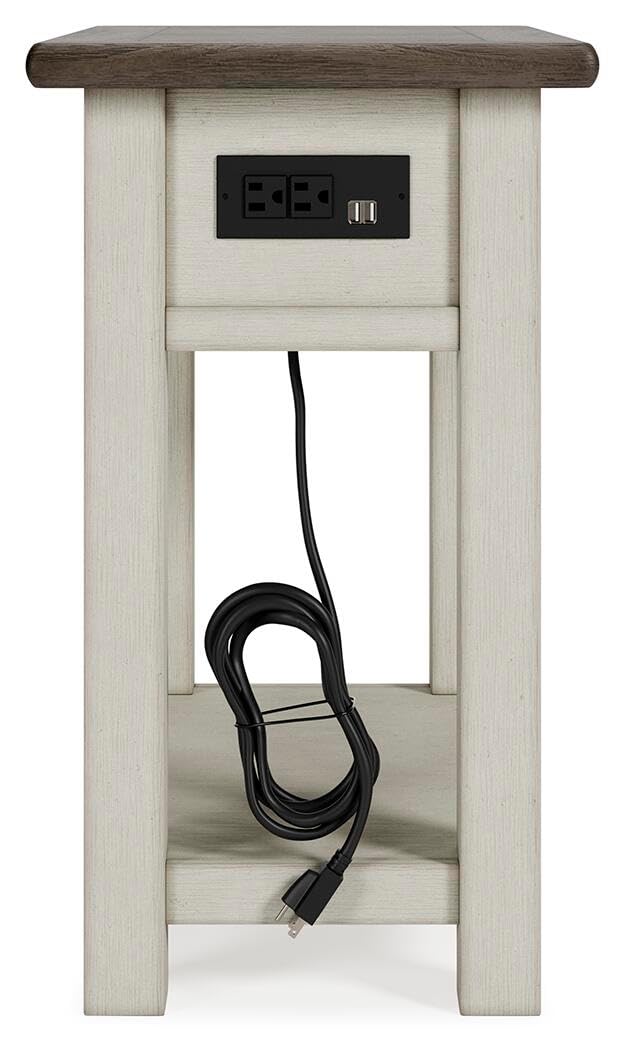 Bolanburg Narrow End Table with Built In Charging Station USB Ports Living Room Bedroom Furniture