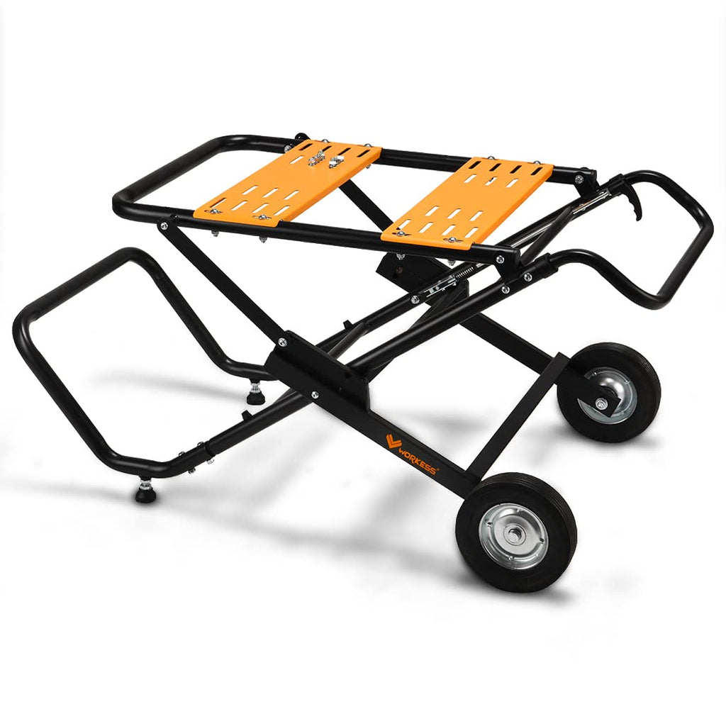 Portable Table Saw Stand 330 lbs Capacity Rolling Foldable 8 inch Wheels Heavy Duty Easy Storage Universal Fit