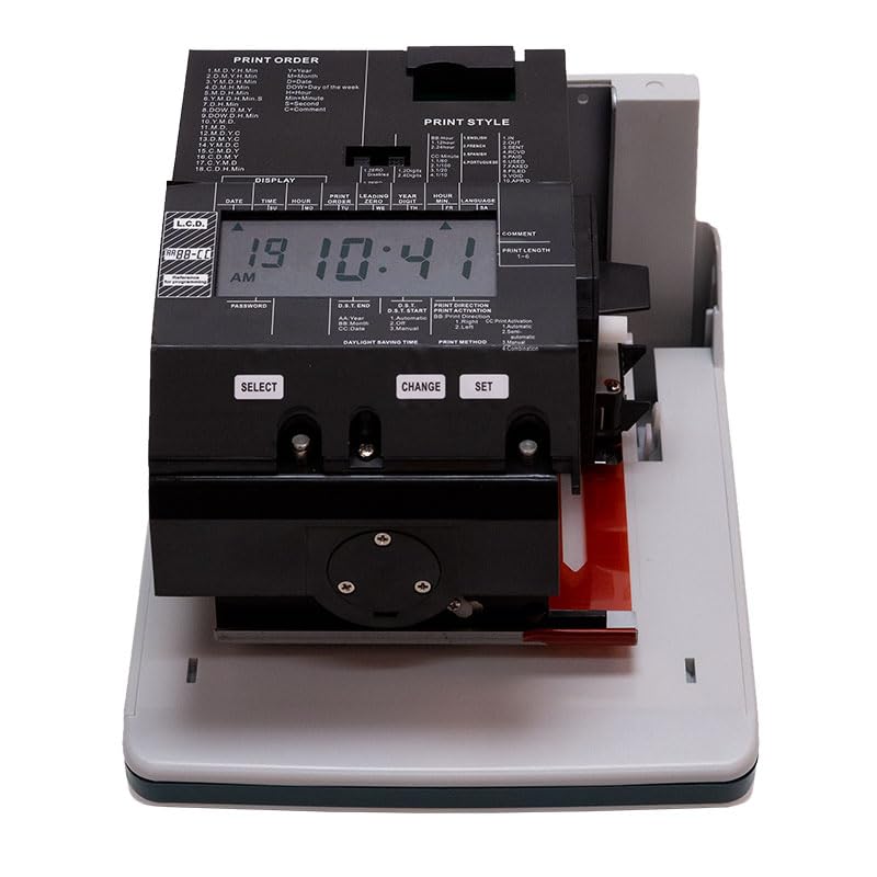 CR1000 Digital Time Clock Date Stamp Small Business Employee Time Tracking System 50 Time Cards Ribbon Keys