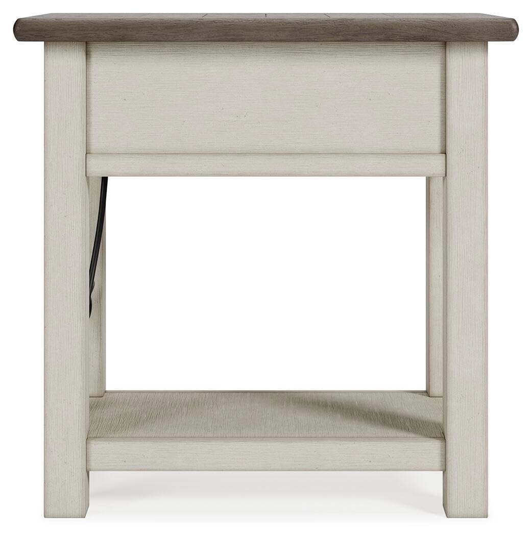 Bolanburg Narrow End Table with Built In Charging Station USB Ports Living Room Bedroom Furniture