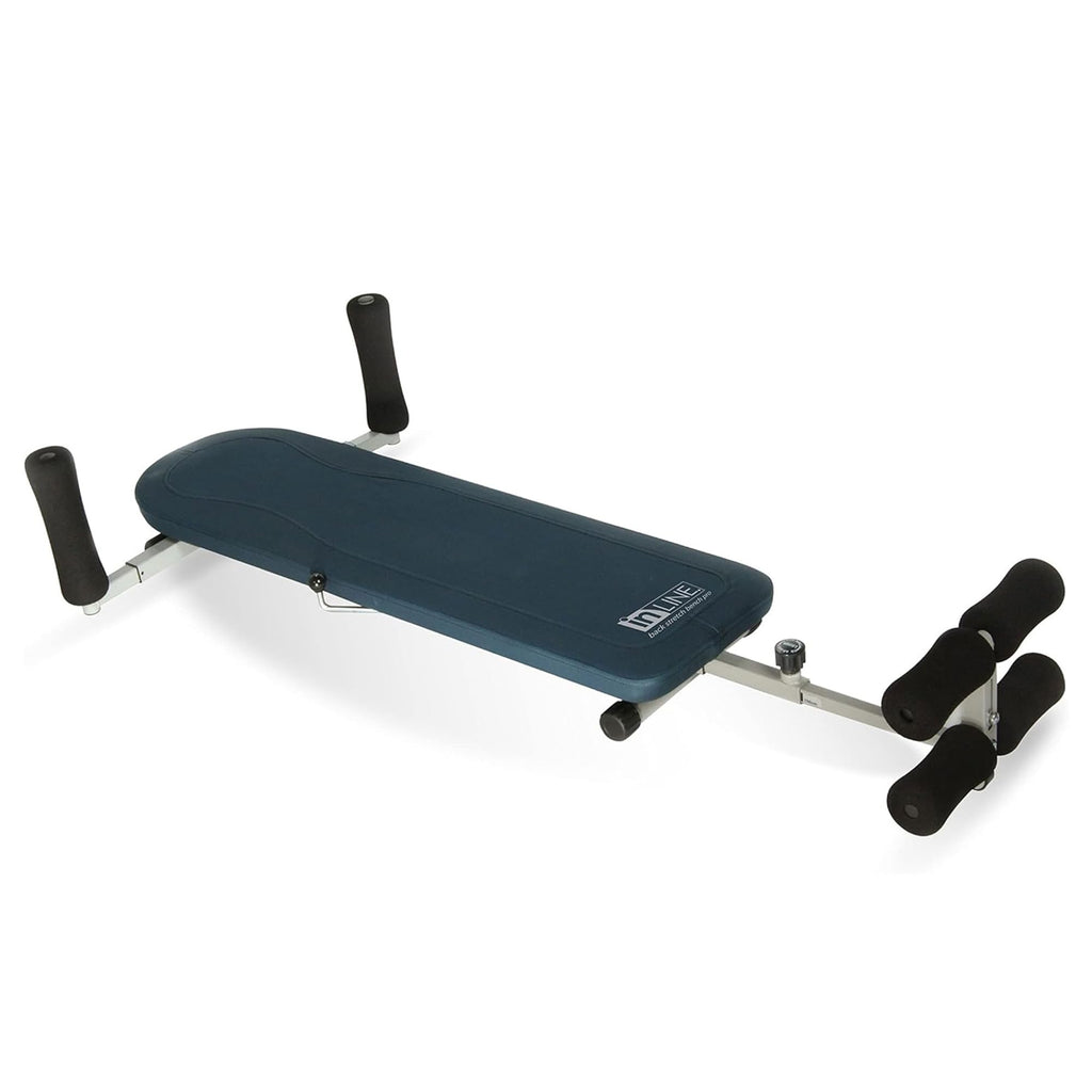 InLine Back Stretch Bench System Blue Gray Ergonomic Back Stretching Support for Home Gym Training