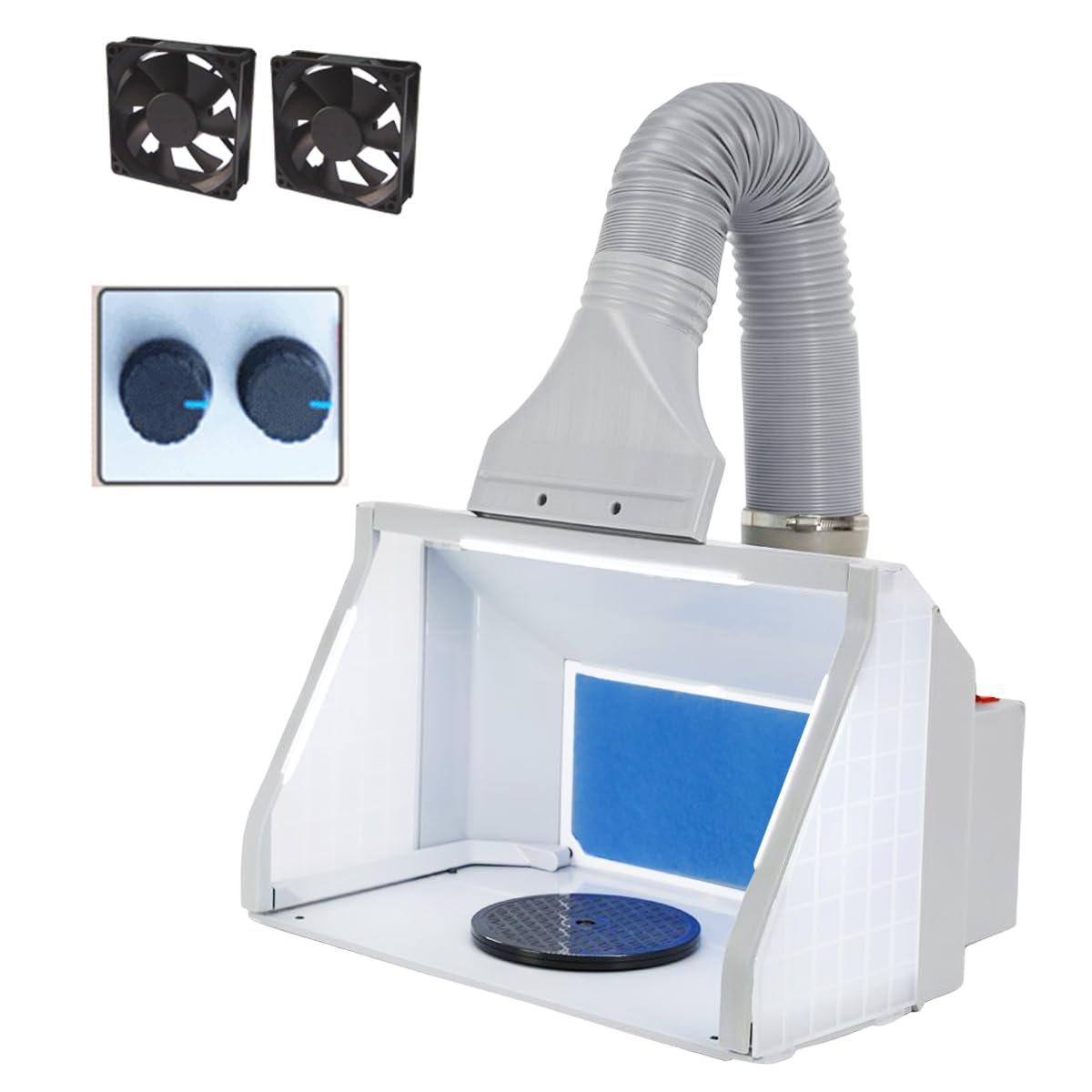 Adjustable Airbrush Spray Booth with Dual Fans 3 LED Lights and 5.6ft Hose for Hobby Model Painting