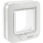 Microchip Cat Flap White Scans Pet ID on Entry Check Cat Size Flap Opening 4 3/4 H by 5 5/8 W