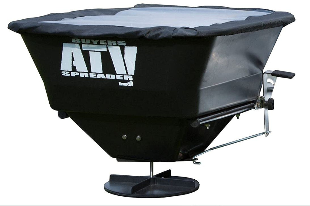 ATVS100 100 lb ATV rear rack mount broadcast spreader for efficient seed and fertilizer spreading