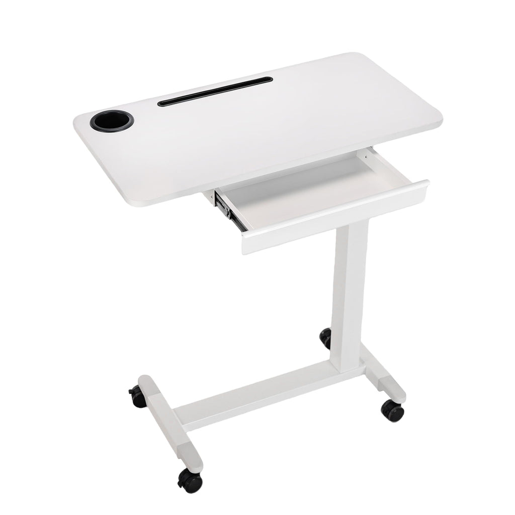 Adjustable Overbed Table with Drawer, Wheels, Cup Holder