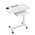 Adjustable Overbed Table with Drawer, Wheels, Cup Holder