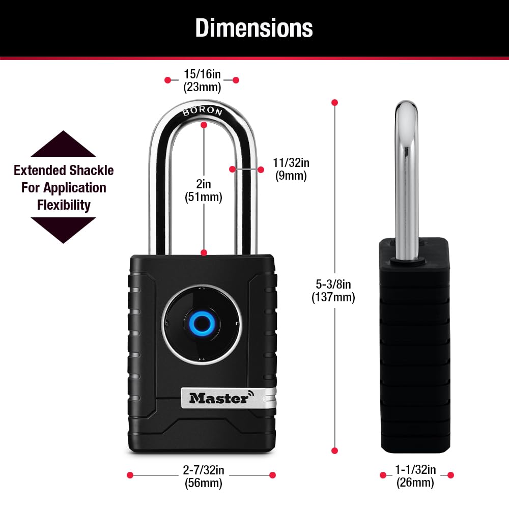 Bluetooth Smart Padlock Outdoor Keyless Security Smart Lock Black Weather Resistant 4401LHEC