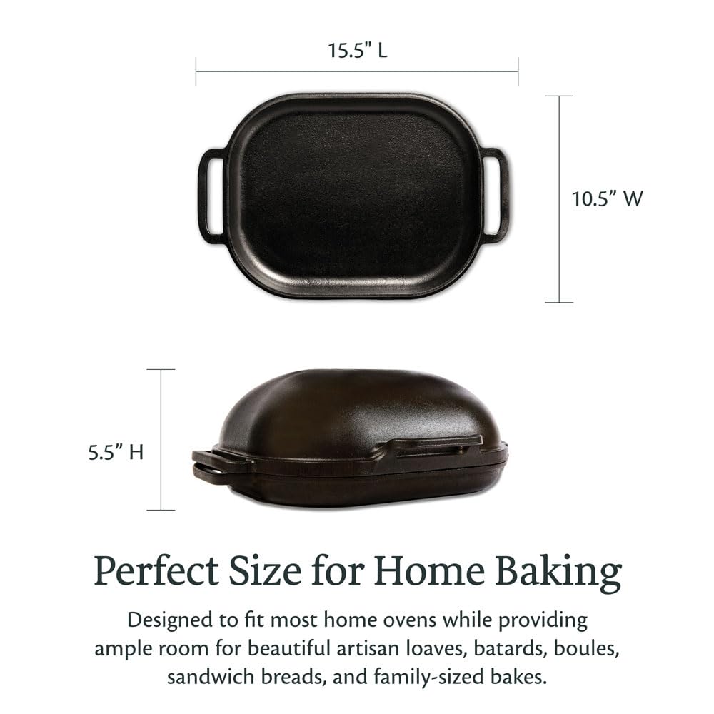 Cast iron loaf pan with lid artisan sourdough homemade bread baking preseasoned heavy duty oven safe