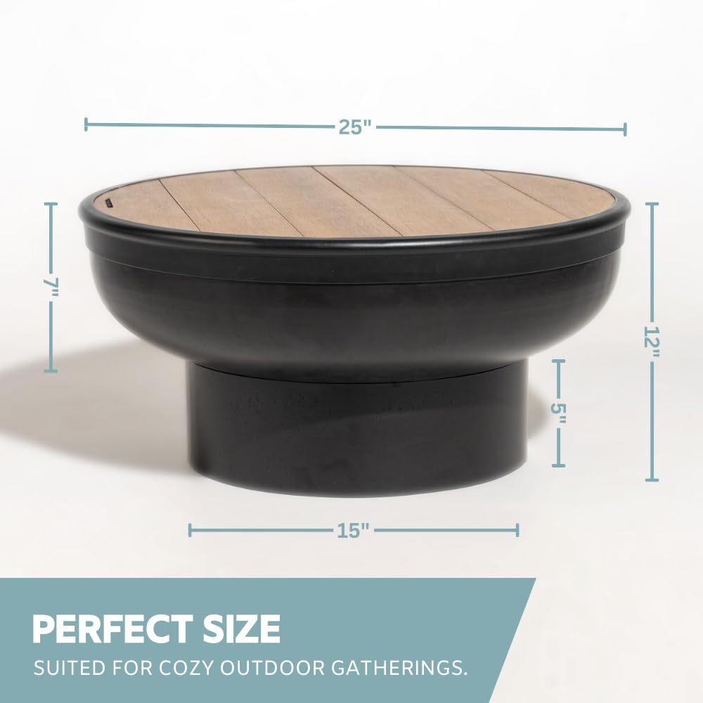 Iron fire pit table with lid extra thick heavy duty round fire bowl wood burning for outdoor patio bonfire