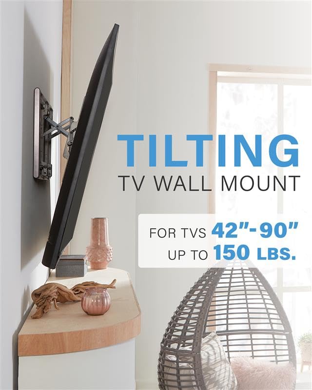 Tilting TV Wall Mount for 42 to 90 Inch TVs, Low Profile, 12 Degree Tilt