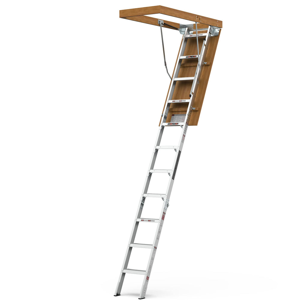 Aluminum Attic Ladder Pull Down System Attic Stairs Attic Lift 7'8 to 10'3 Ceiling 22.5 x 54 380 lbs Capacity