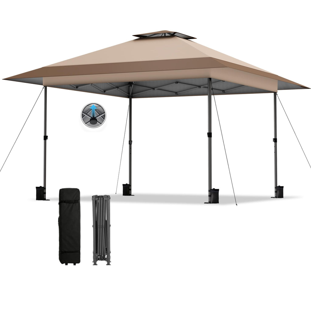 13x13 Pop Up Canopy Tent Instant Outdoor Easy One Push Portable Sun Shelter for Camping Patio