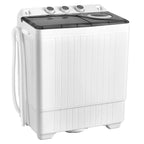 Portable Twin Tub Washing Machine 26lbs 18lbs Washer 8lbs Spinner Timer Knobs Drain Pump Compact Grey White