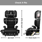2 in 1 High Back Booster Slim Fit 3 Across 40 to 120 lbs Lightweight Latch Black Storm