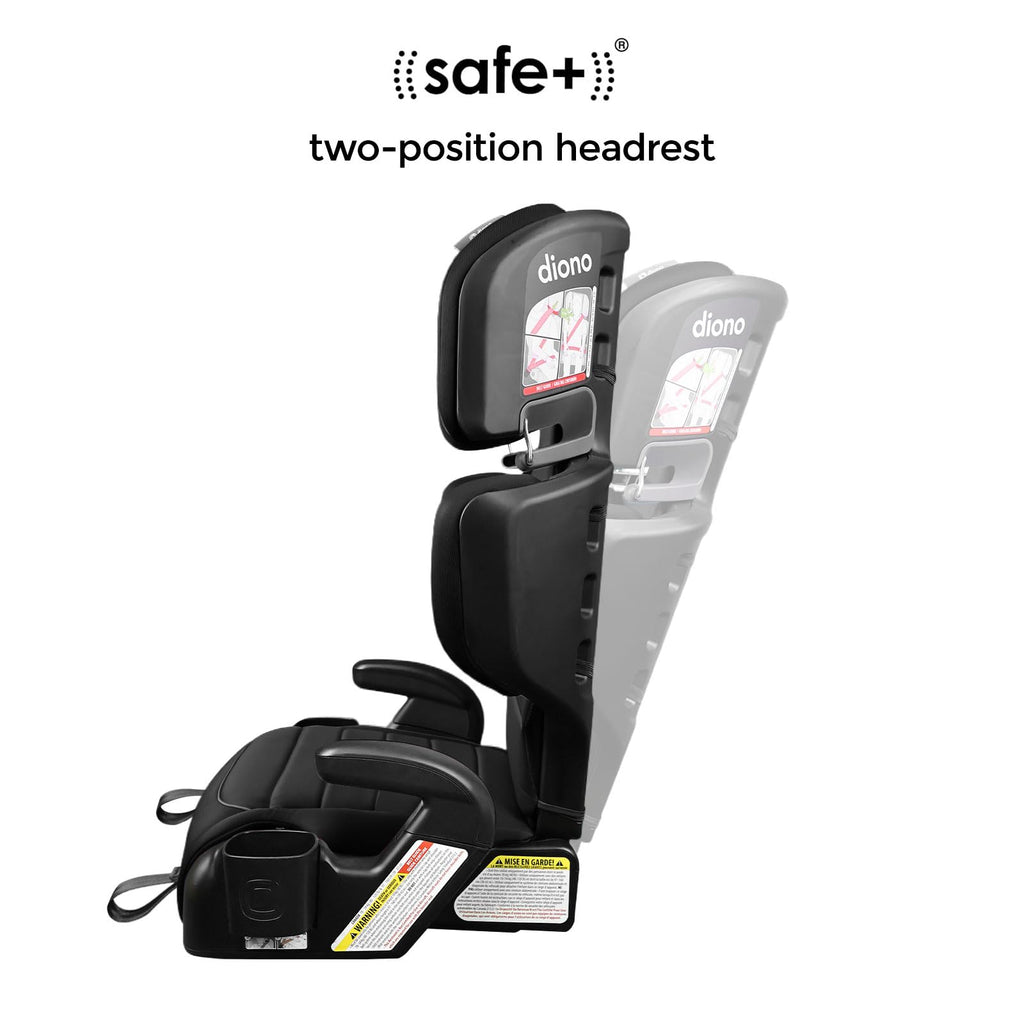 2 in 1 High Back Booster Slim Fit 3 Across 40 to 120 lbs Lightweight Latch Black Storm