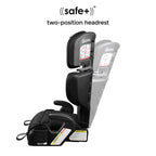 2 in 1 High Back Booster Slim Fit 3 Across 40 to 120 lbs Lightweight Latch Black Storm
