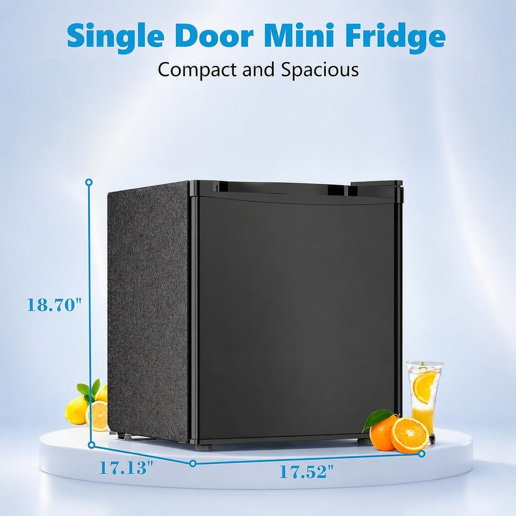 1.6 Cu Ft Small Refrigerator with 7 Level Adjustable Thermostat Silver Compact Mini Fridge for Home Dorm