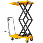 Hydraulic lift table cart 330 lbs 49.6 in max lift double scissor 4 wheels non slip pad for shop garage