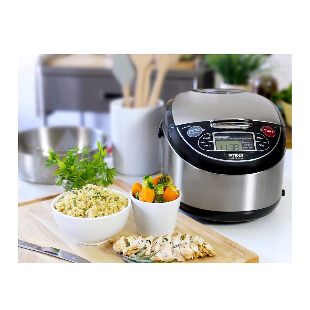 5.5 Cup Micom Rice Cooker and Warmer with Steamer Tray, JAX-T10U-K