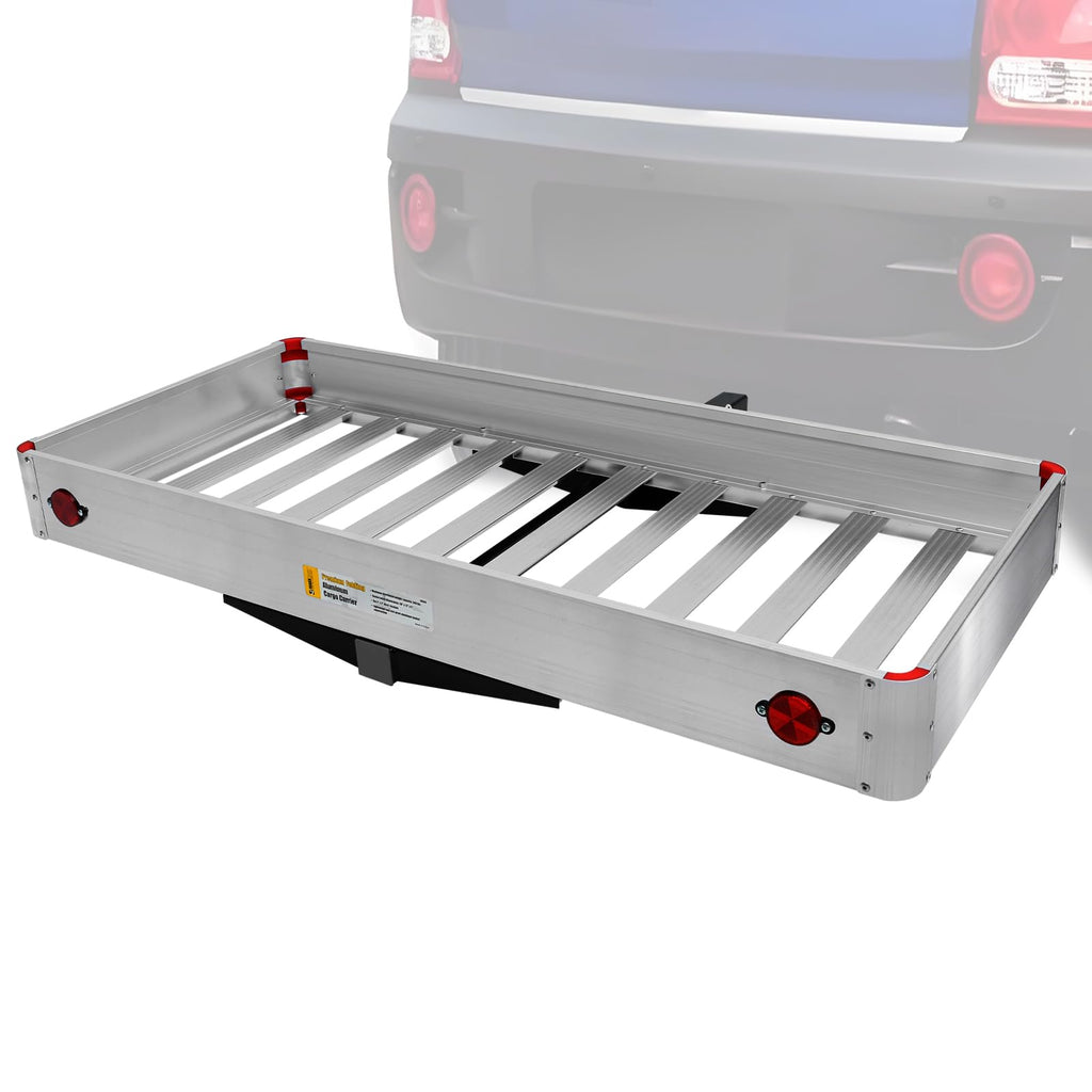 50149 500 lb Capacity 50 x 22 Inch Hitch Mount Folding Aluminum Cargo Carrier with Side Rails and Reflector