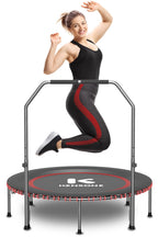 Foldable Bungee Rebounder Trampoline for Adults with Handlebar Indoor Outdoor Home Gym Fitness Exercise