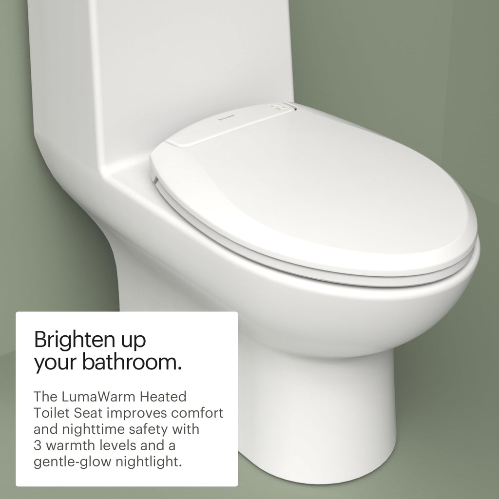 L60EW LumaWarm Heated Nightlight Elongated Toilet Seat White Warm Heated Seat for Bathroom