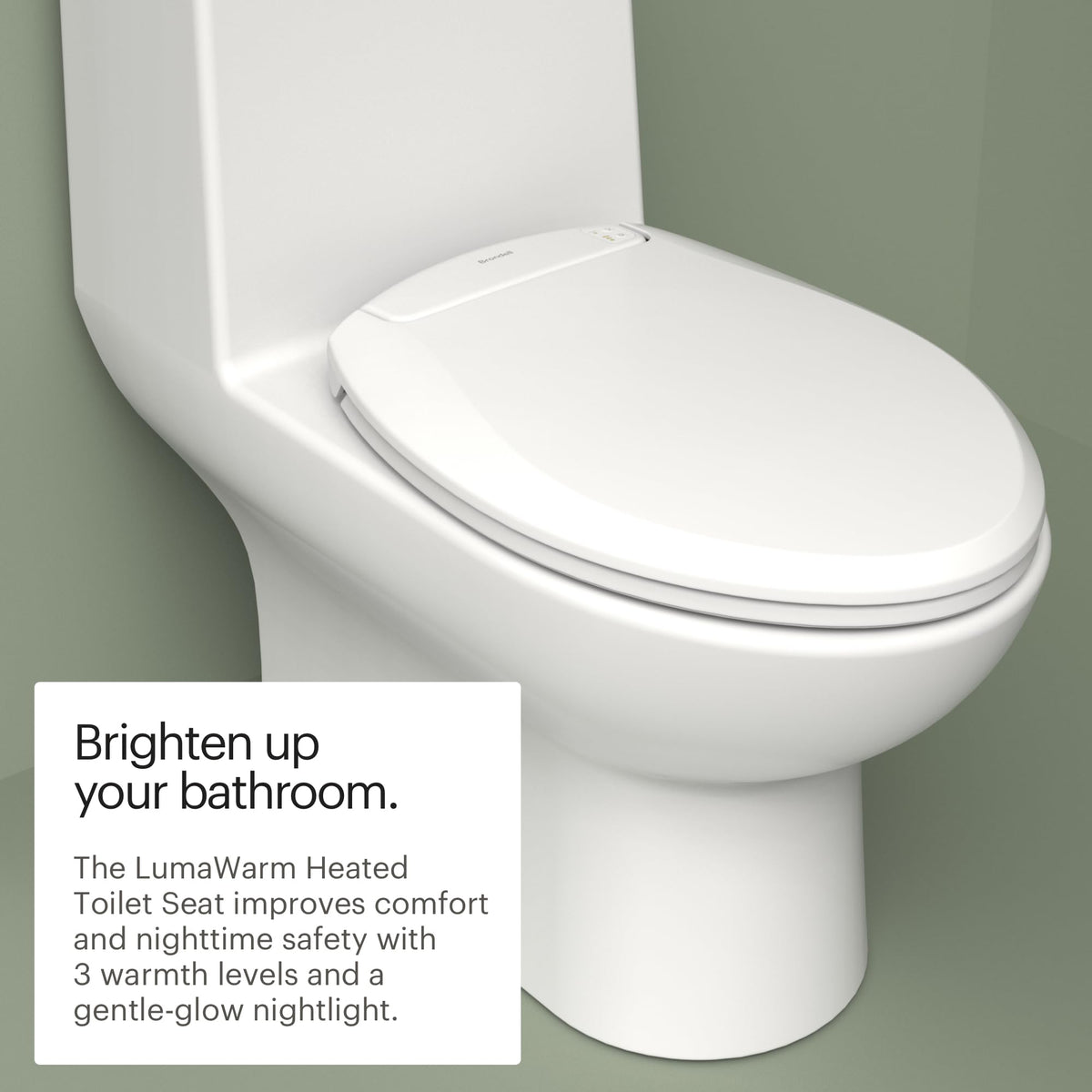 L60EW LumaWarm Heated Nightlight Elongated Toilet Seat White Warm Heated Seat for Bathroom