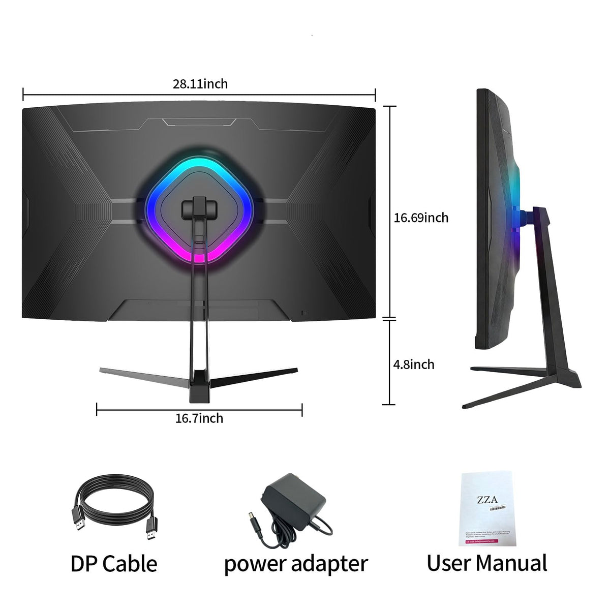 32 Inch 4K Curved Gaming Monitor 165Hz 1500R UHD VA FreeSync HDR10 HDMI DisplayPort Built in Speakers