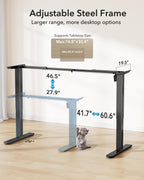 Electric standing desk frame with brushless motor heavy duty adjustable base for max 75 x 35 inch tops