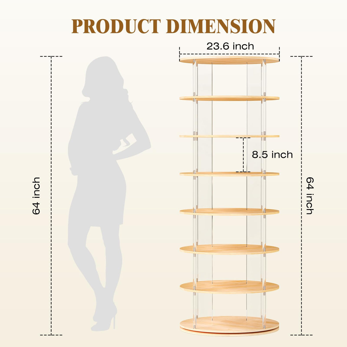 7 tier rotating shoe rack 360 degree spinning lazy susan tower acrylic wood shelf closet entryway bedroom