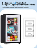 3.2 Cu Ft Mini Freezer Compact Upright Small Freezer Silver for Home Office Dorm Garage Bedroom