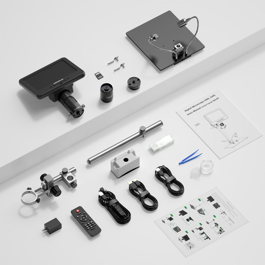 AD246S-M 3 Lens 2160P HDMI Digital Microscope 2000x Magnification for Adults Soldering Repair