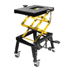 350 Lbs Motorcycle Lift Jack Table Hydraulic Foot Operated Scissor Lift for Bike Stand 4 Wheels Black