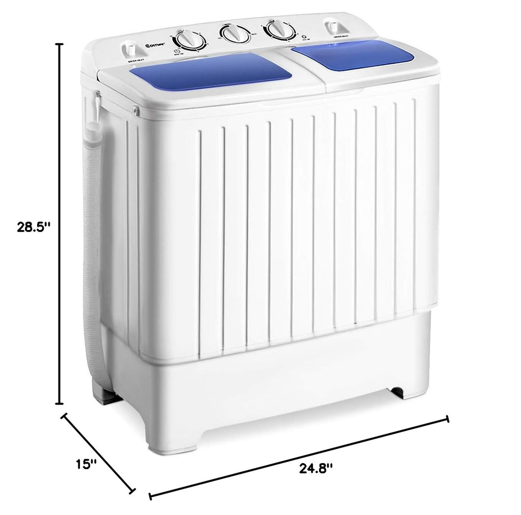 Portable mini compact twin tub washing machine 20lbs washer and spinner for apartments dorms RVs blue white