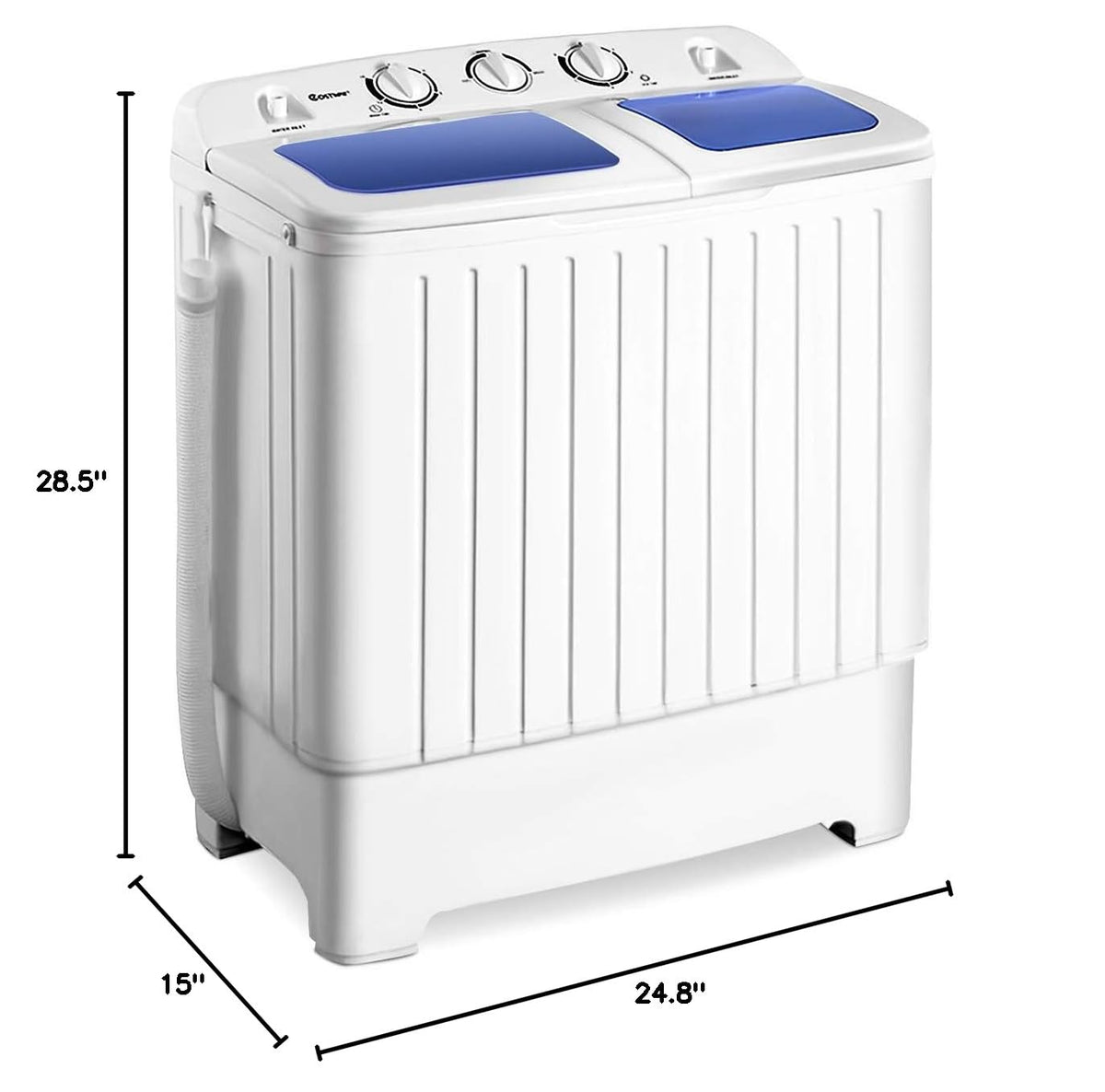 Portable mini compact twin tub washing machine 20lbs washer and spinner for apartments dorms RVs blue white