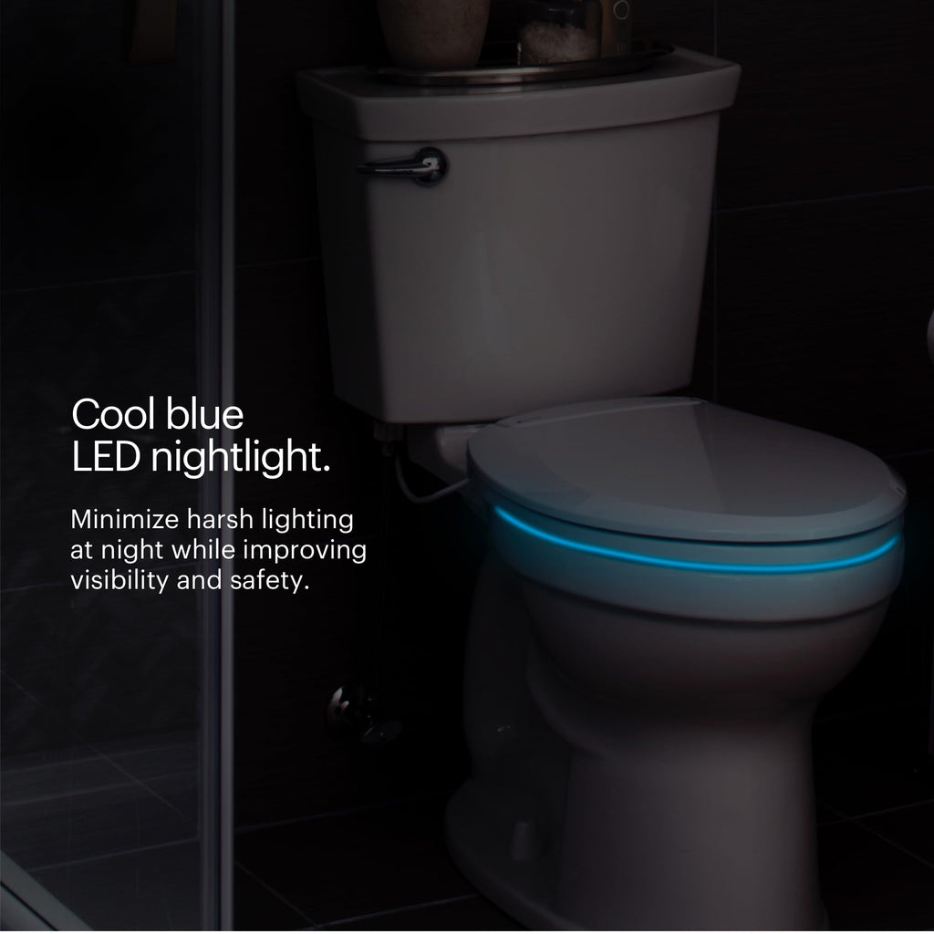 L60EW LumaWarm Heated Nightlight Elongated Toilet Seat White Warm Heated Seat for Bathroom