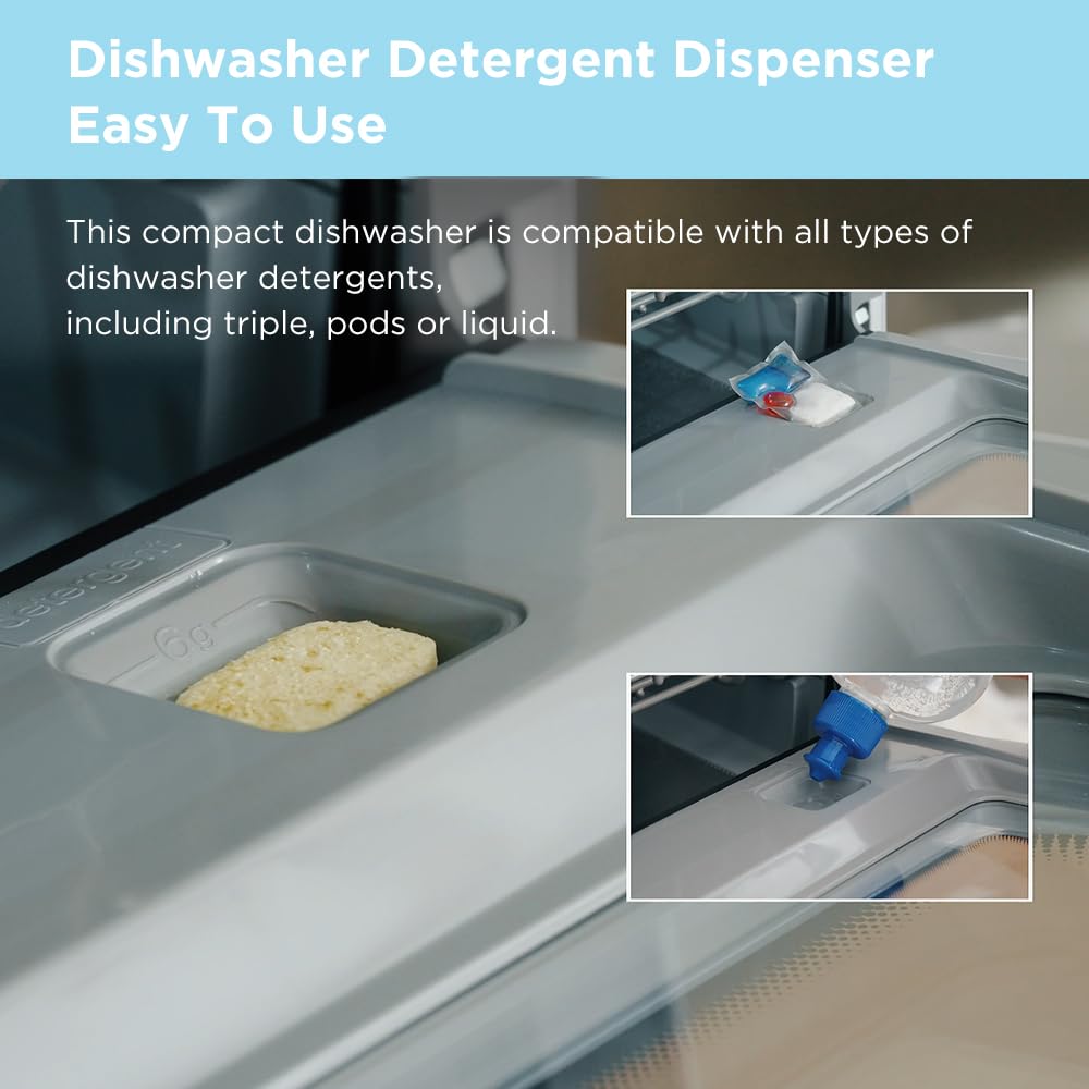 Countertop portable dishwasher 6L built in water tank 7 programs UV hygiene auto door open for apartments RVs