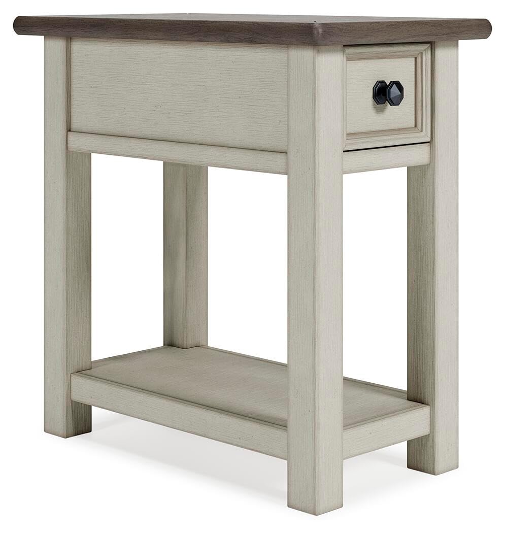 Bolanburg Narrow End Table with Built In Charging Station USB Ports Living Room Bedroom Furniture
