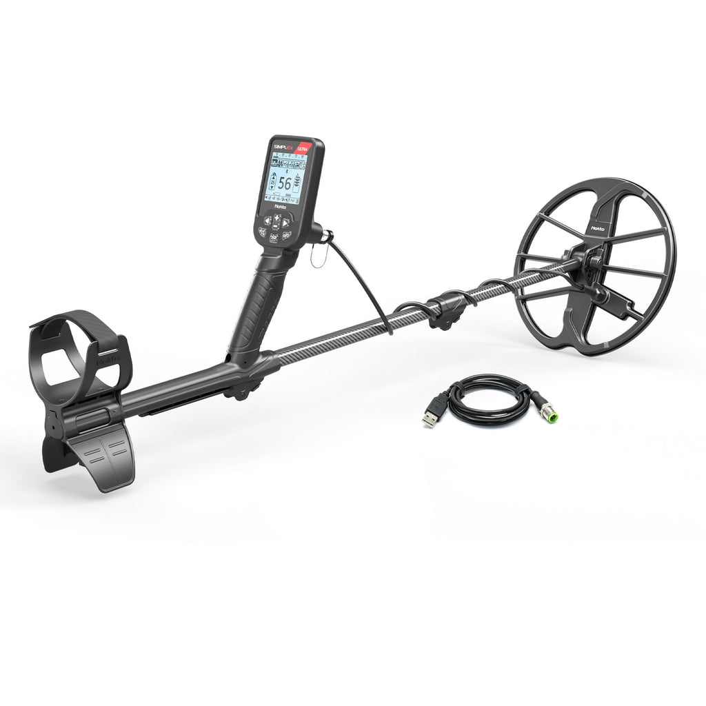 Simplex Ultra Waterproof Metal Detector with Carbon Fiber Shaft and 11 inch Search Coil for Treasure Hunting