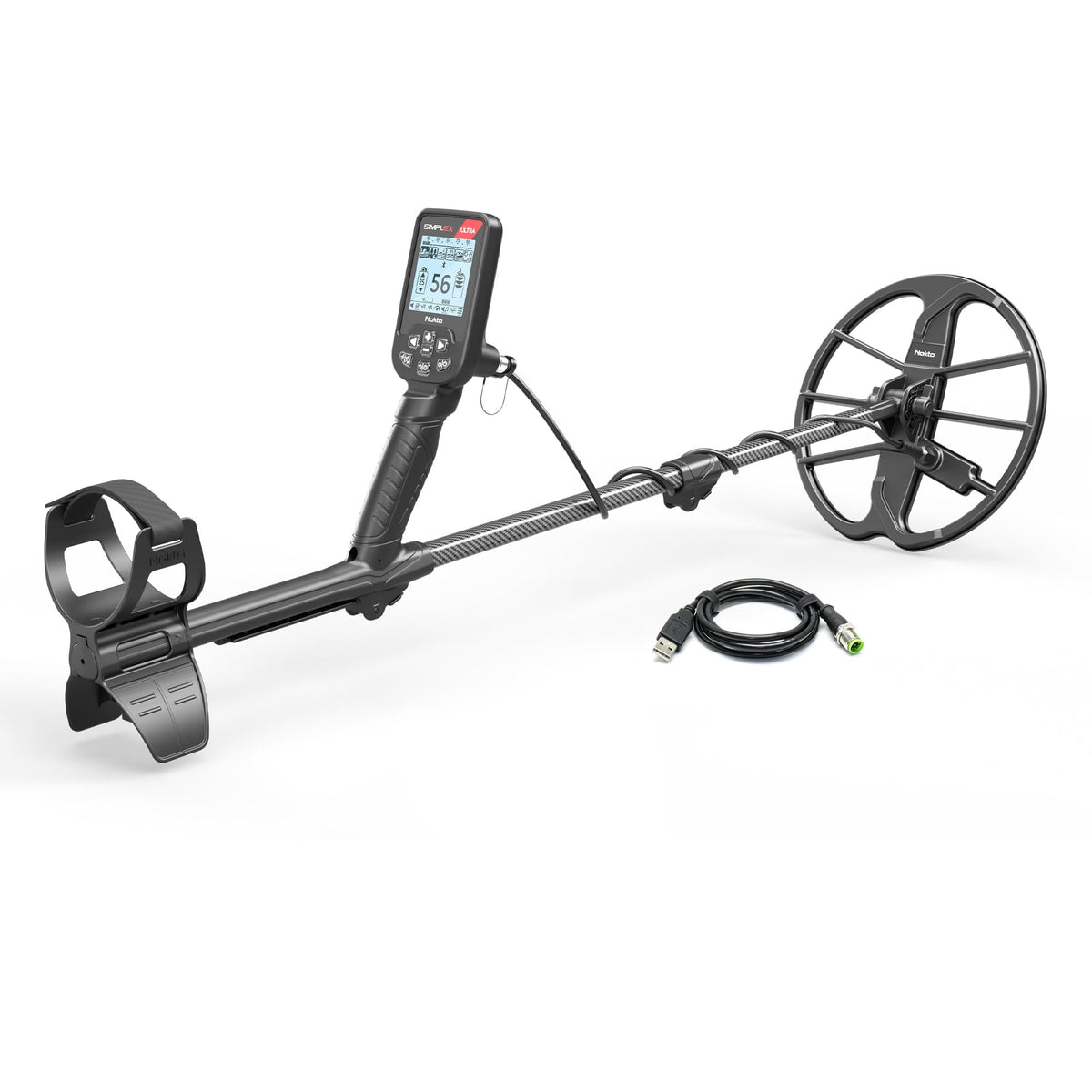 Simplex Ultra Waterproof Metal Detector with Carbon Fiber Shaft and 11 inch Search Coil for Treasure Hunting
