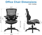 Ergonomic Office Chair PU Leather Mesh Back Lumbar Support Flip Up Arms Swivel Executive Desk Chair