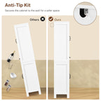 Storage Cabinet Pantry with 2 Adjustable Shelves Large Drawer 4 Doors Bathroom Kitchen Living Room White