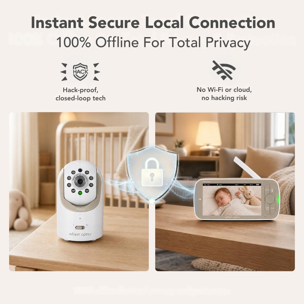 DXR-8 PRO 5 inch HD video baby monitor with 1 camera ANR no WiFi hack proof pan tilt zoom interchangeable lens