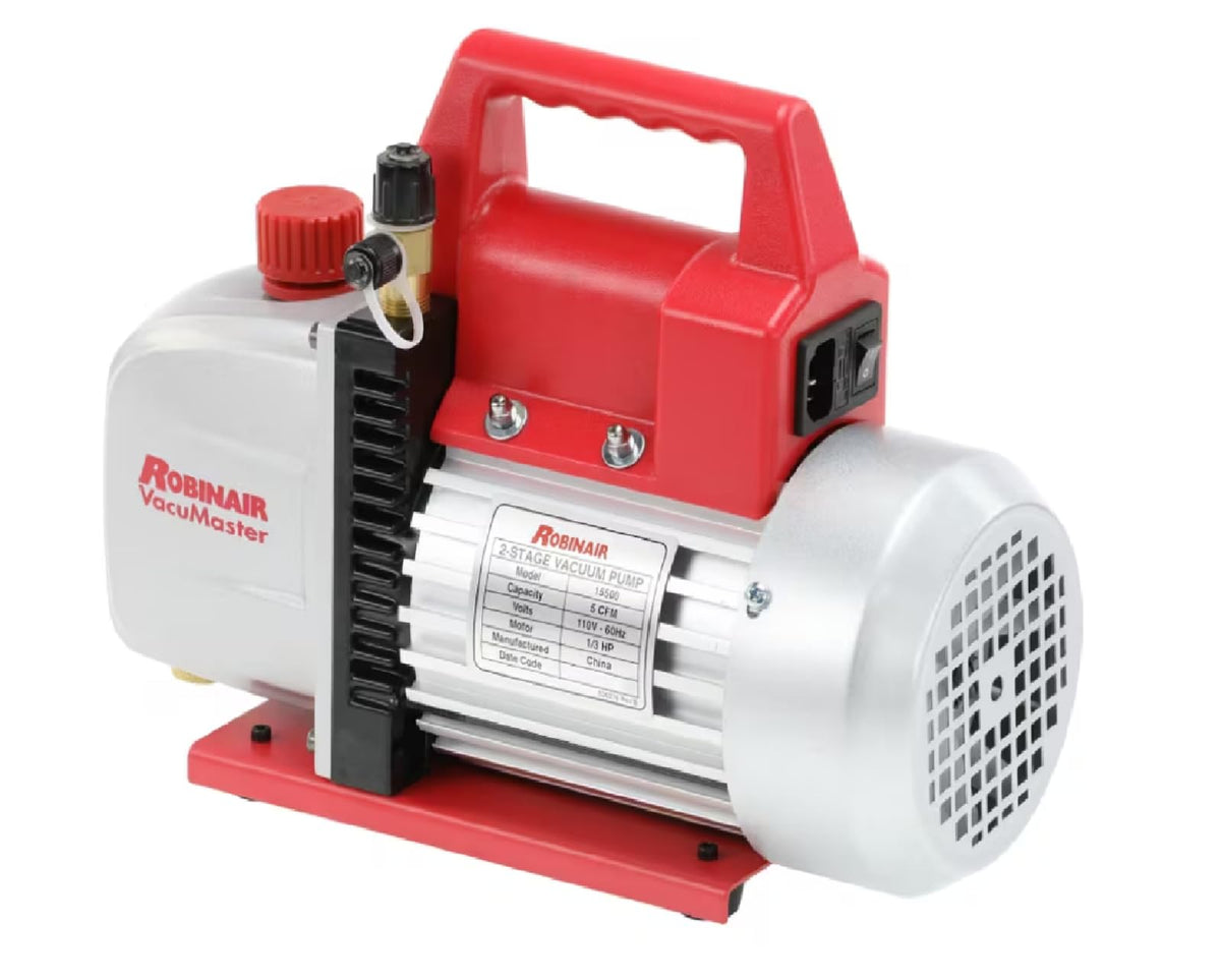 15500 VacuMaster Economy Vacuum Pump for AC and Refrigeration Service 2 Stage 5 CFM 1/3 HP 115V 60Hz Motor