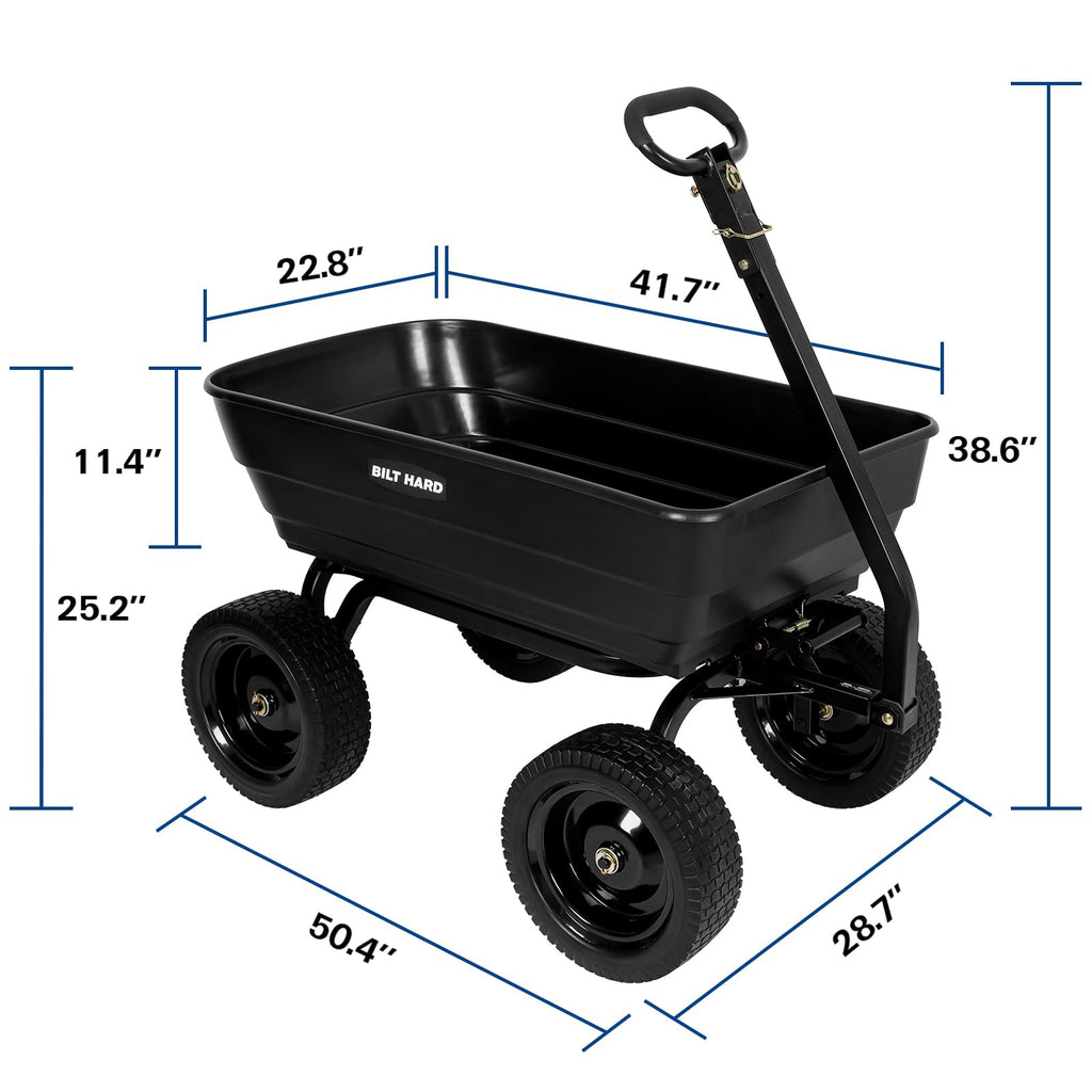 7 cu ft poly garden dump cart 1200 lbs no flat tires quick release 2 in 1 convertible handle heavy duty yard